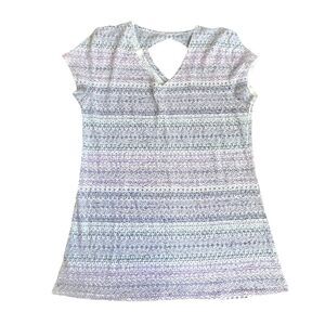 Earth Yoga Women’s XL Organic Cotton Blend Cap Sleeve Top Pink Purple Tunic